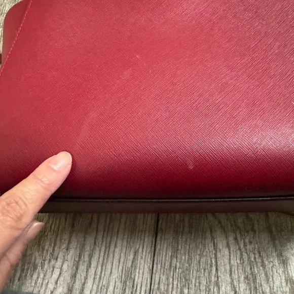 Michael Kors Brandi Womens Maroon Leather Gold Trim Top Handle Satchel Bag Purse - Picture 14 of 14